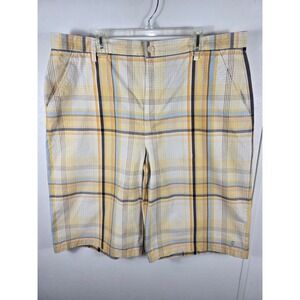 Phat Farm Plaid Shorts Men's Size 42 Yellow Blue Casual‎